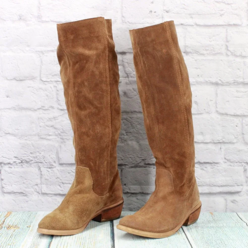 *Bronx Brown Leather Knee High Heeled Boots Size 37 - Picture 2 of 9